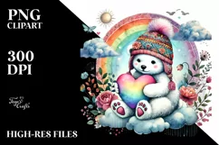 Boho Baby Polar Bear with Heart PNG Product Image 2