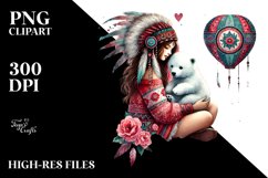 Boho Baby Polar Bear with Heart PNG Product Image 2