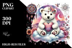 Boho Baby Polar Bear with Heart PNG Product Image 2