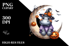 Halloween Hippo on Cloud PNG Product Image 2