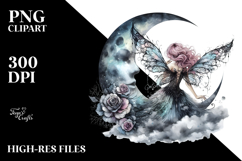Gothic Fairy on the Moon PNG Product Image 2