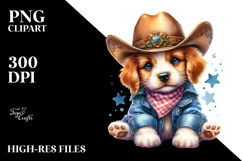 Colorful Baby Dog with Cowboy Hat Watercolor Product Image 2