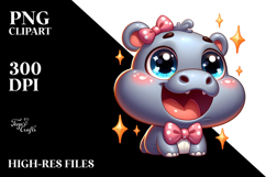 Ridiculously Cute Cartoon Hippo PNG Product Image 2