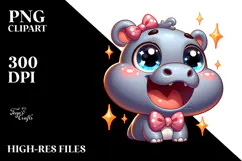 Ridiculously Cute Cartoon Hippo PNG Product Image 2