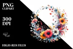 Vibrant Watercolor Abstract Wreath | Clipart Product Image 3