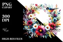 Vibrant Watercolor Abstract Wreath | Clipart Product Image 3