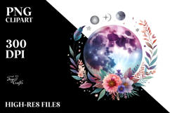 Abstract Moon with Floral Boho | Clipart Product Image 2