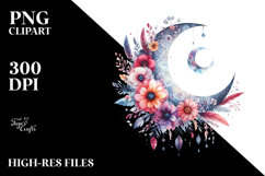 Abstract Moon with Floral Boho | Clipart Product Image 2