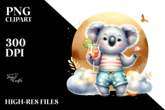 Watercolor Monkey in Beachwear PNG Product Image 2