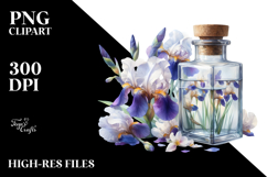 Watercolor Bottle Iris | Sublimation | Clipart Product Image 2