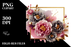 Abstract Peonies Frame PNG Product Image 2