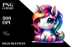Running Baby Unicorn with Cool Haircut, Watercolor PNG Product Image 2