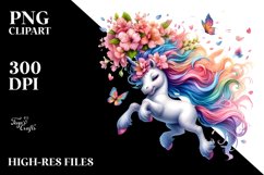 Colorful Unicorn with Spring Petals PNG Product Image 3