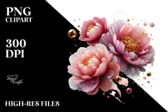 Abstract Golden Peonies PNG Product Image 2