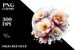 Abstract Golden Peonies PNG Product Image 2