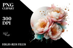 Abstract Golden Peonies PNG Product Image 2