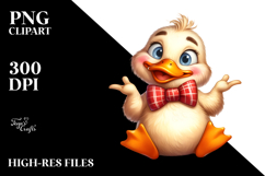 Cute Cartoon Duck with Bow Tie PNG Product Image 2