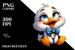 Playful Cartoon Duck with Bow Tie PNG Product Image 2