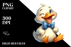 Playful Cartoon Duck with Bow Tie PNG Product Image 2