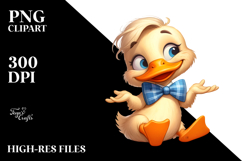 Playful Cartoon Duck with Bow Tie PNG Product Image 2