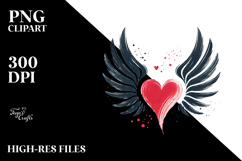 Digital Heart with Wings PNG Product Image 2