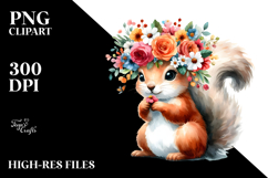 Cute Squirrel with Flower Crown.png Product Image 2