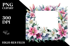 Washed Watercolor Lily Frame, PNG Product Image 2
