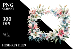 Washed Watercolor Lily Frame, PNG Product Image 2