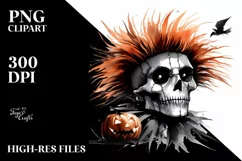 Skull with Hair, Transparent PNG Product Image 1