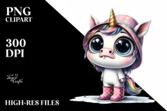 Baby Unicorn with Hat and Rain Boots | Expressive Clipart Product Image 1