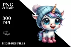 Baby Unicorn with Hat and Rain Boots | Expressive Clipart Product Image 1