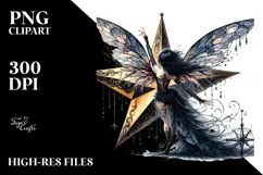 Gothic Fairy on Star, High-Res PNG Product Image 2