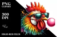 Quirky Colorful Chicken High Detail Watercolor Clipart Product Image 3