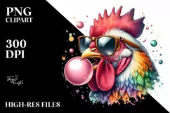Quirky Colorful Chicken High Detail Watercolor Clipart Product Image 3
