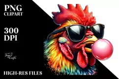 Quirky Colorful Chicken High Detail Watercolor Clipart Product Image 3