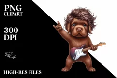 Watercolor Baby Chesapeake Bay Retriever Rock Star | Clipart Product Image 3