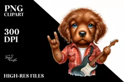 Watercolor Baby Chesapeake Bay Retriever Rock Star | Clipart Product Image 3