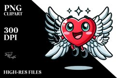 Cartoon Heart with Wings, Transparent PNG Product Image 2