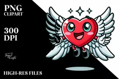Cartoon Heart with Wings, Transparent PNG Product Image 2