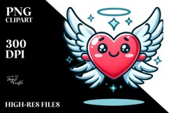 Cartoon Heart with Wings, Transparent PNG Product Image 2