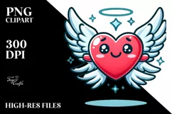 Cartoon Heart with Wings, Transparent PNG Product Image 2