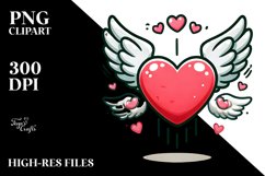 Colorful Heart with Wings Digital Painting PNG Product Image 2