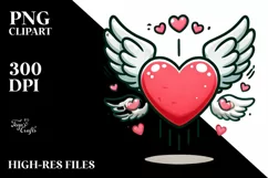 Colorful Heart with Wings Digital Painting PNG Product Image 2