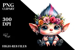 Vibrant Gnome with Floral Wreath PNG Product Image 2