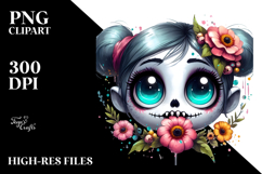 Adorable Ghoul Girl with Big Eyes PNG Product Image 2
