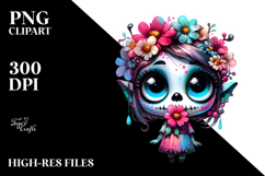 Adorable Ghoul Girl with Flower PNG Product Image 2