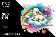 Colorful Lamb on Cloud, Transparent PNG Product Image 2