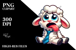 Silly Cartoon Lamb with Bow Tie, Vector Style PNG Product Image 2