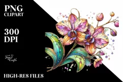 Vibrant Pastel Wooden Orchid PNG Product Image 1