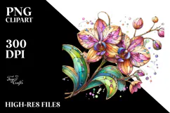Vibrant Pastel Wooden Orchid PNG Product Image 2